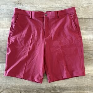 Dunning Player Fit Woven 10" Shorts Men's Golf Size 38 Red 4-Way Stretch Pockets